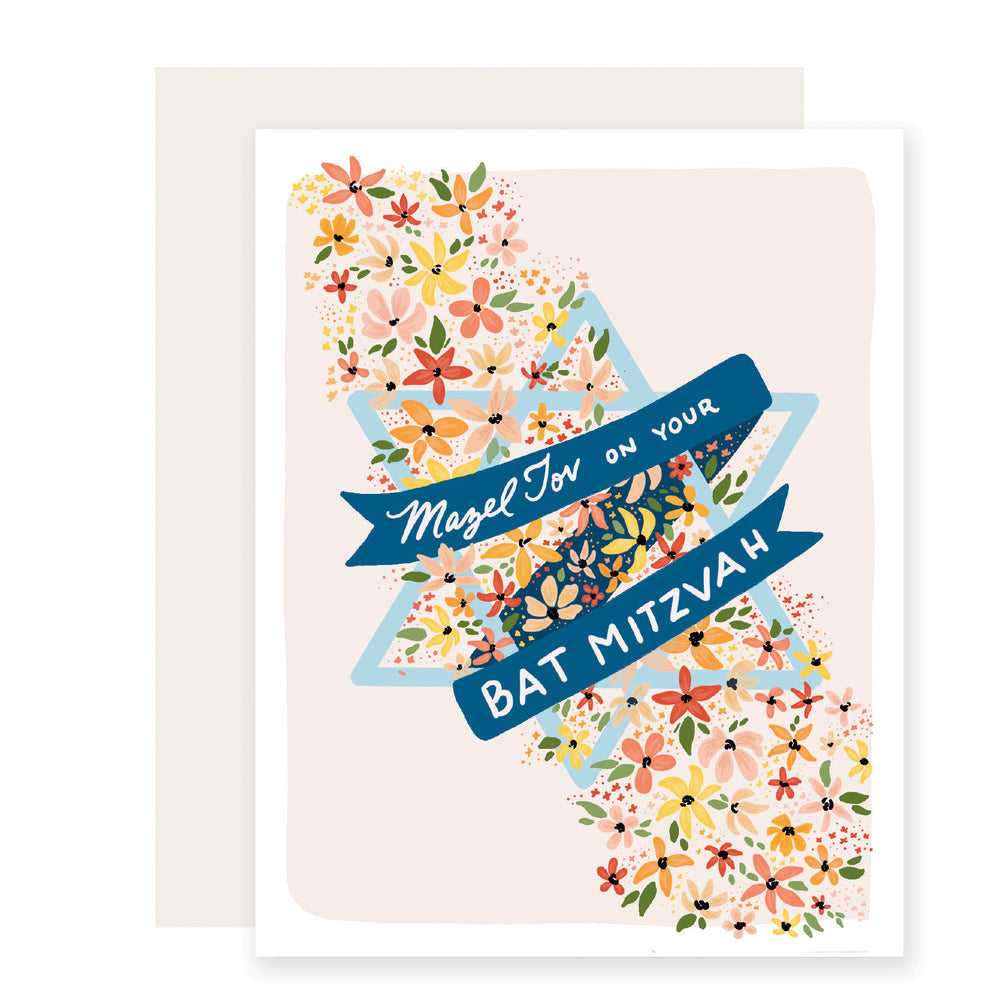 Bat Mitzvah Floral Greeting Card