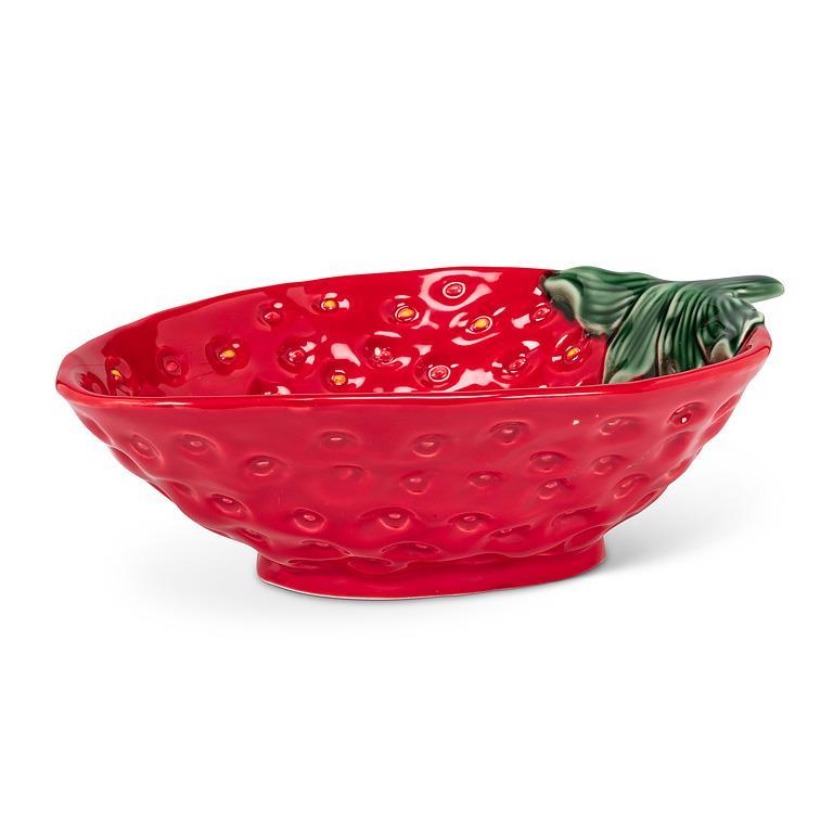 Strawberry and Leaf Low Bowl