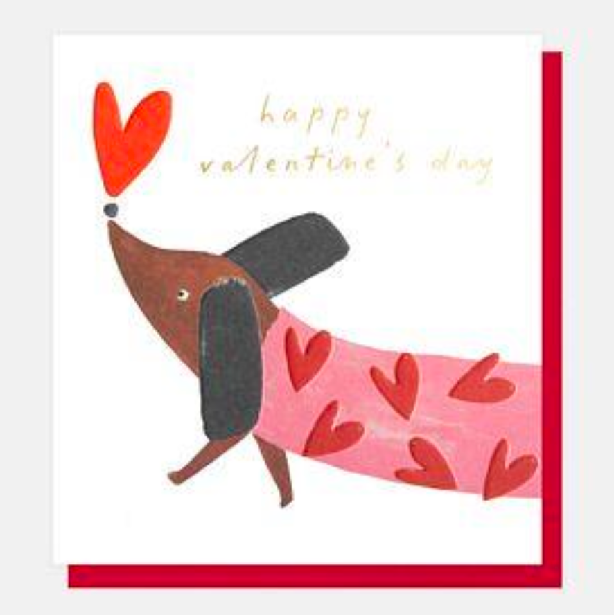 Happy Valentine's Day Dog and Heart Greeting Card