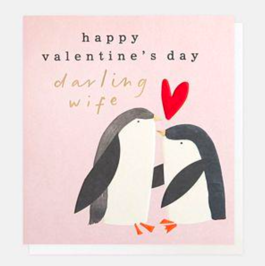 Wife Valentine's Day Penguins Greeting Card