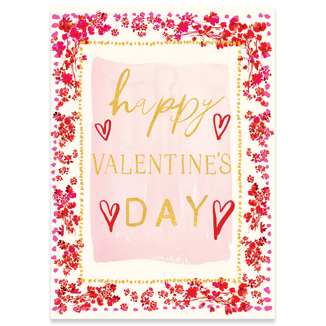 Red Floral Border Greeting Card