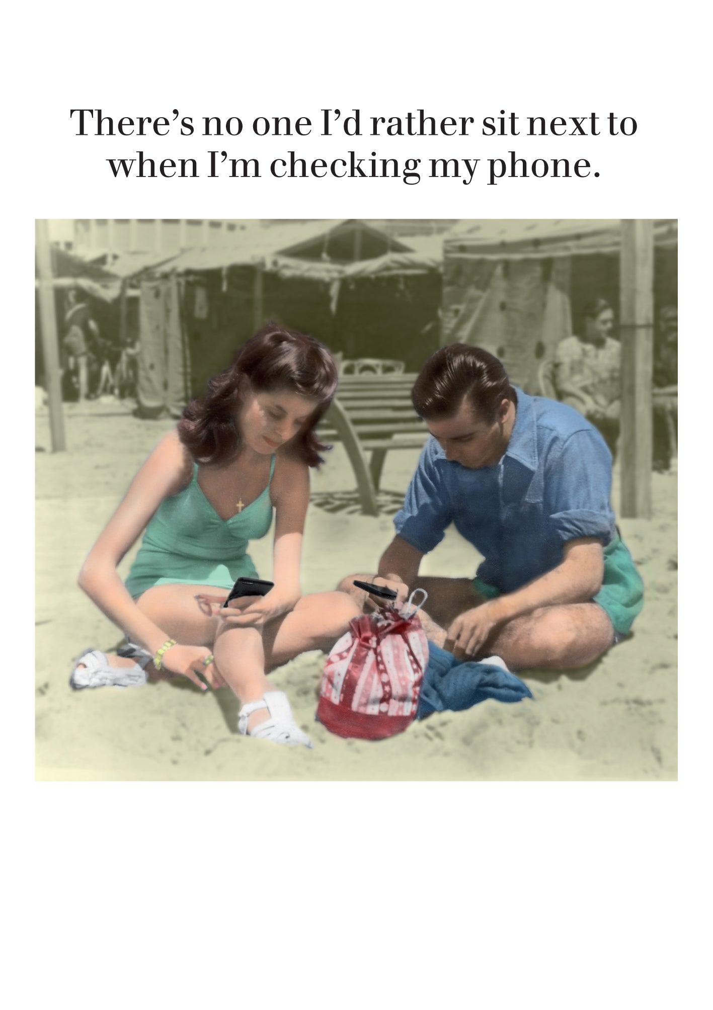 Checking My Phone Greeting Card