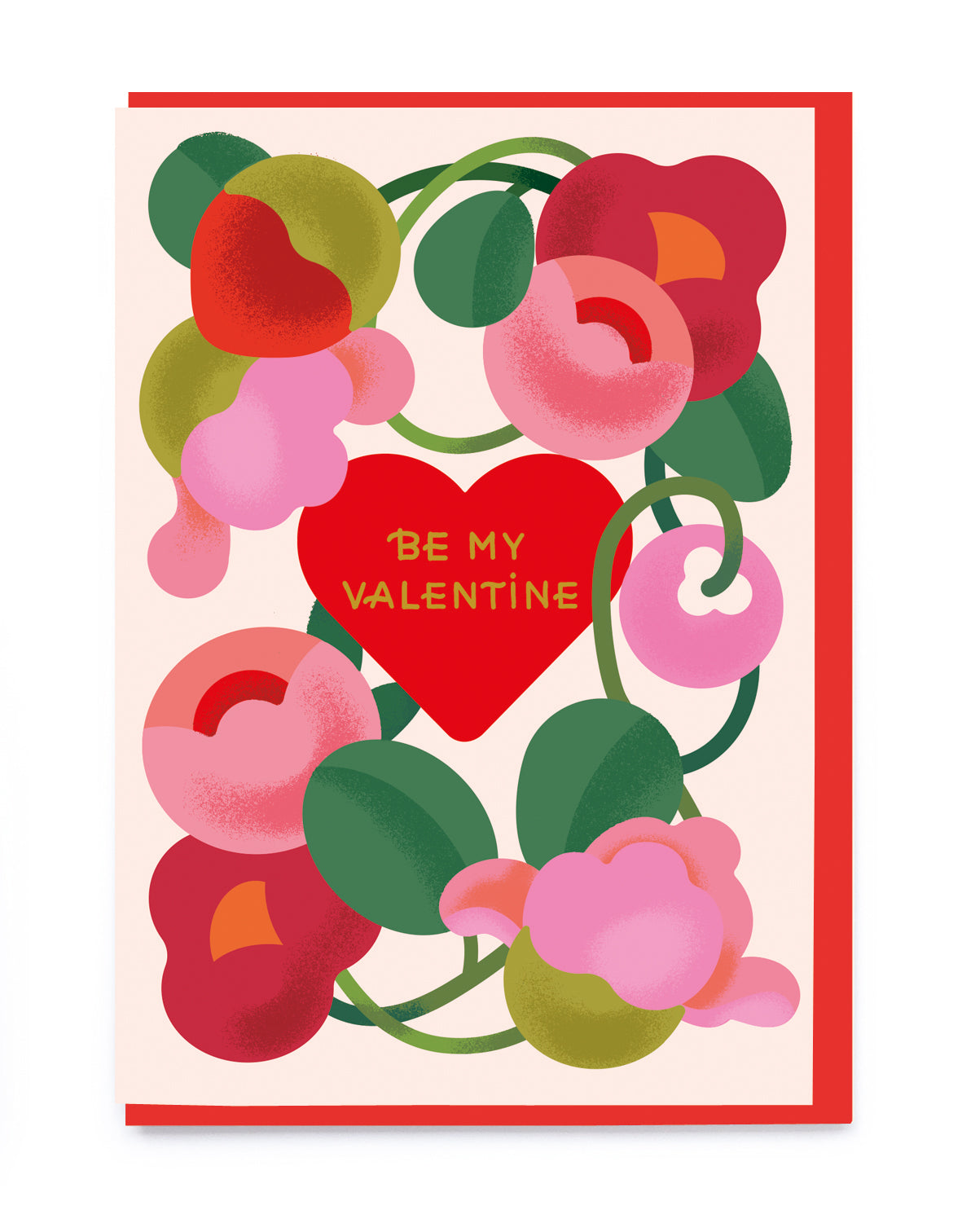 Flower And Heart Wreath Greeting Card