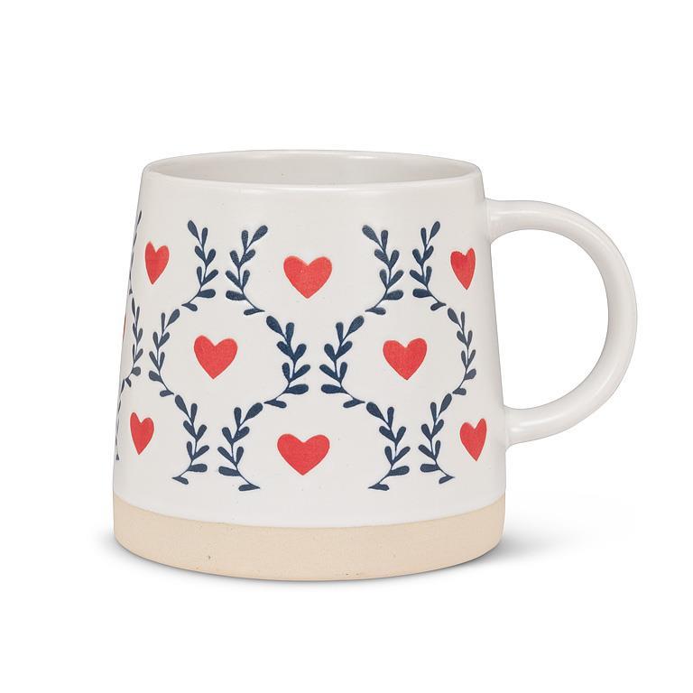 Wide Base Mug With Scandi Hearts and Leaves