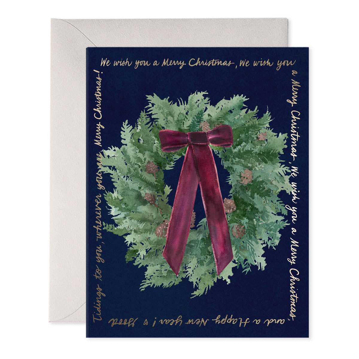 Velvet Bow Wreath Greeting Card