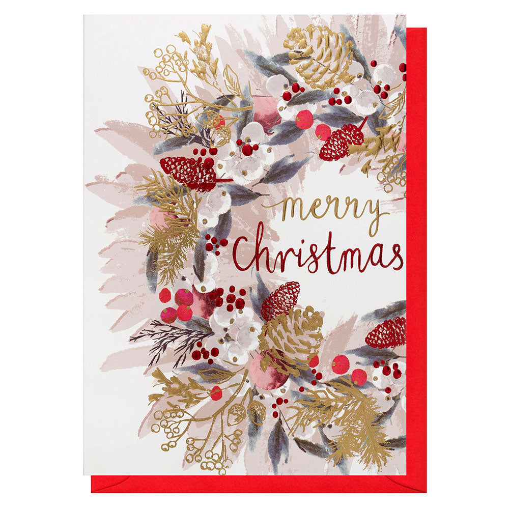 Merry Christmas Wreath Greeting Card