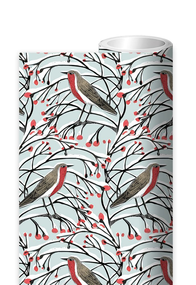 Robin And Berries Roll Wrapping Paper