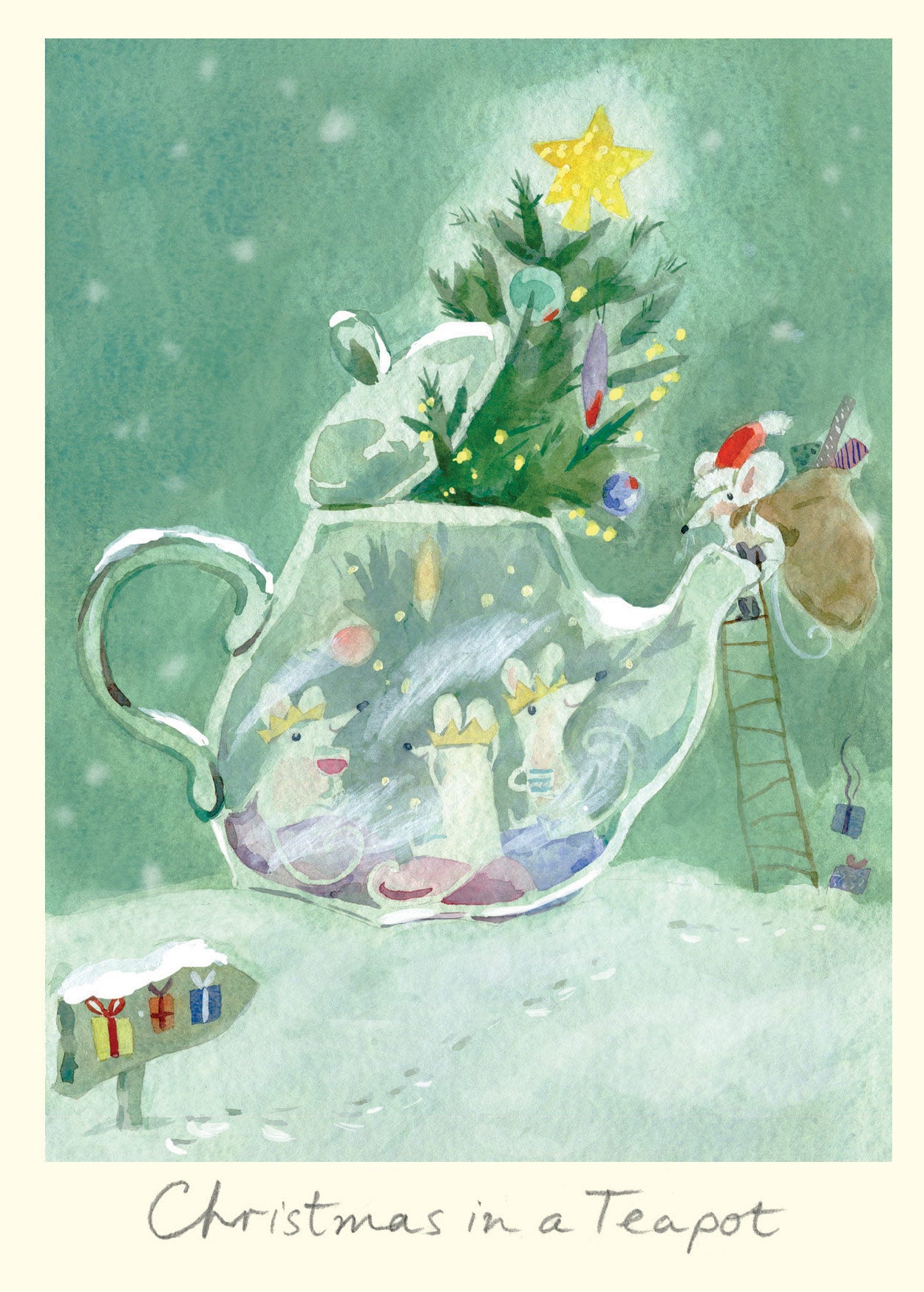 Christmas In A Teapot Greeting Card