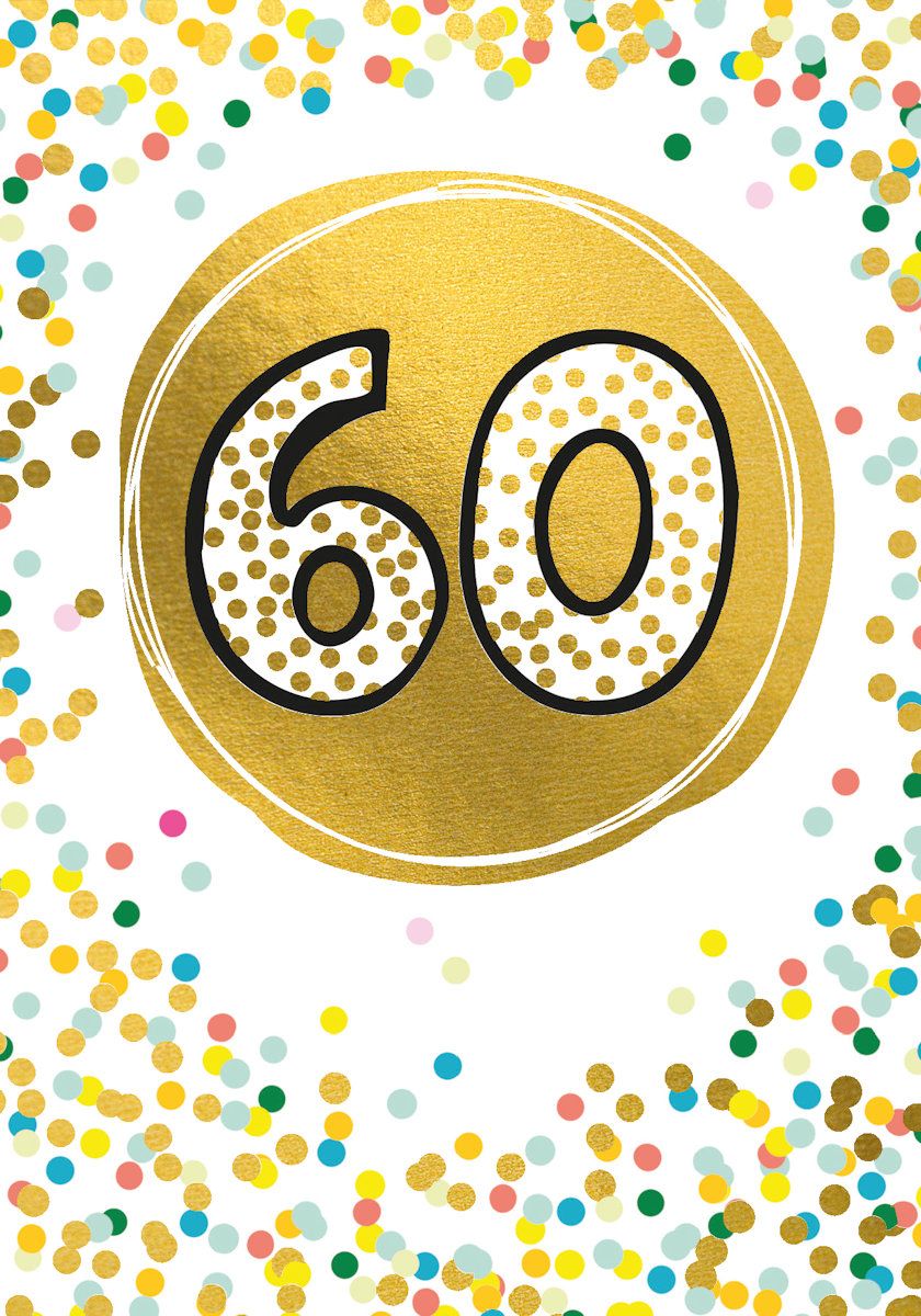60 Gold and Dots Birthday Greeting Card