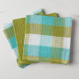 Check Leaf Green Dishcloths (Set of 3)