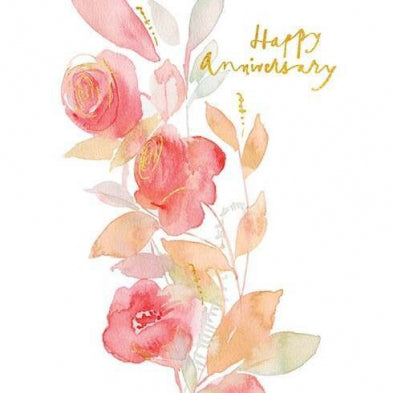 Watercolour Floral Anniversary Greeting Card