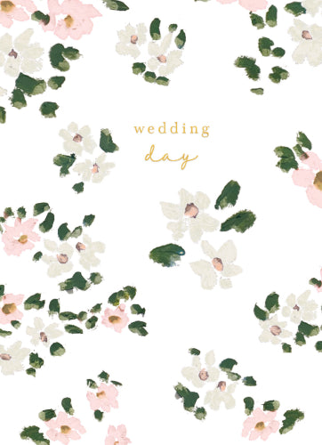 White Flowers Wedding Card