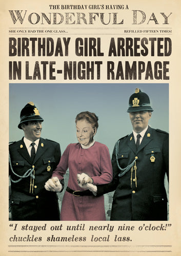 Birthday Girl Late Night Rampage Greeting Card