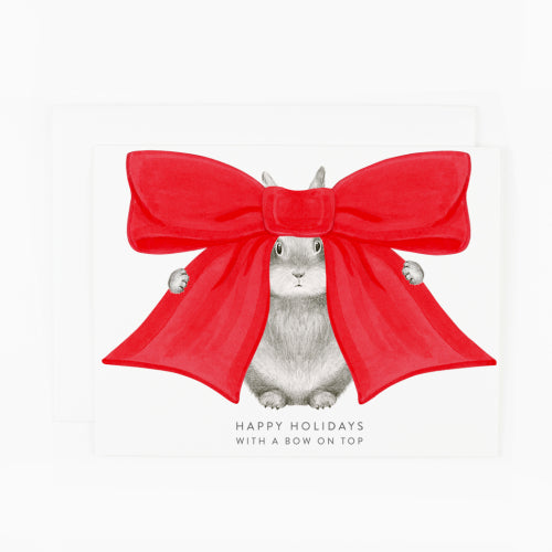 Happy Holidays With Bow Greeting Card