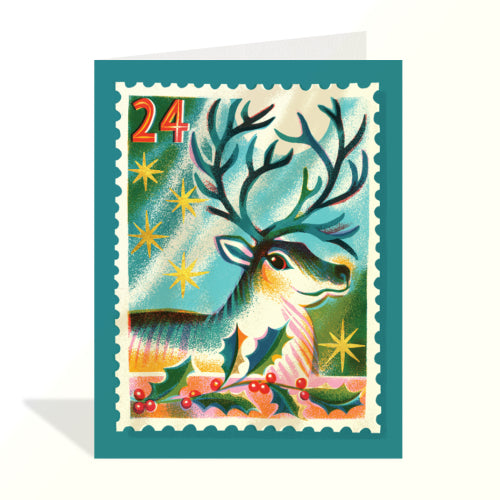 Holly Reindeer Greeting Card