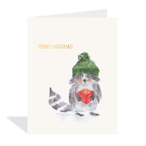 Raccoon Pressie Greeting Card