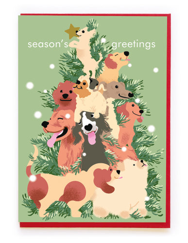 Dog Christmas Tree Greeting Card