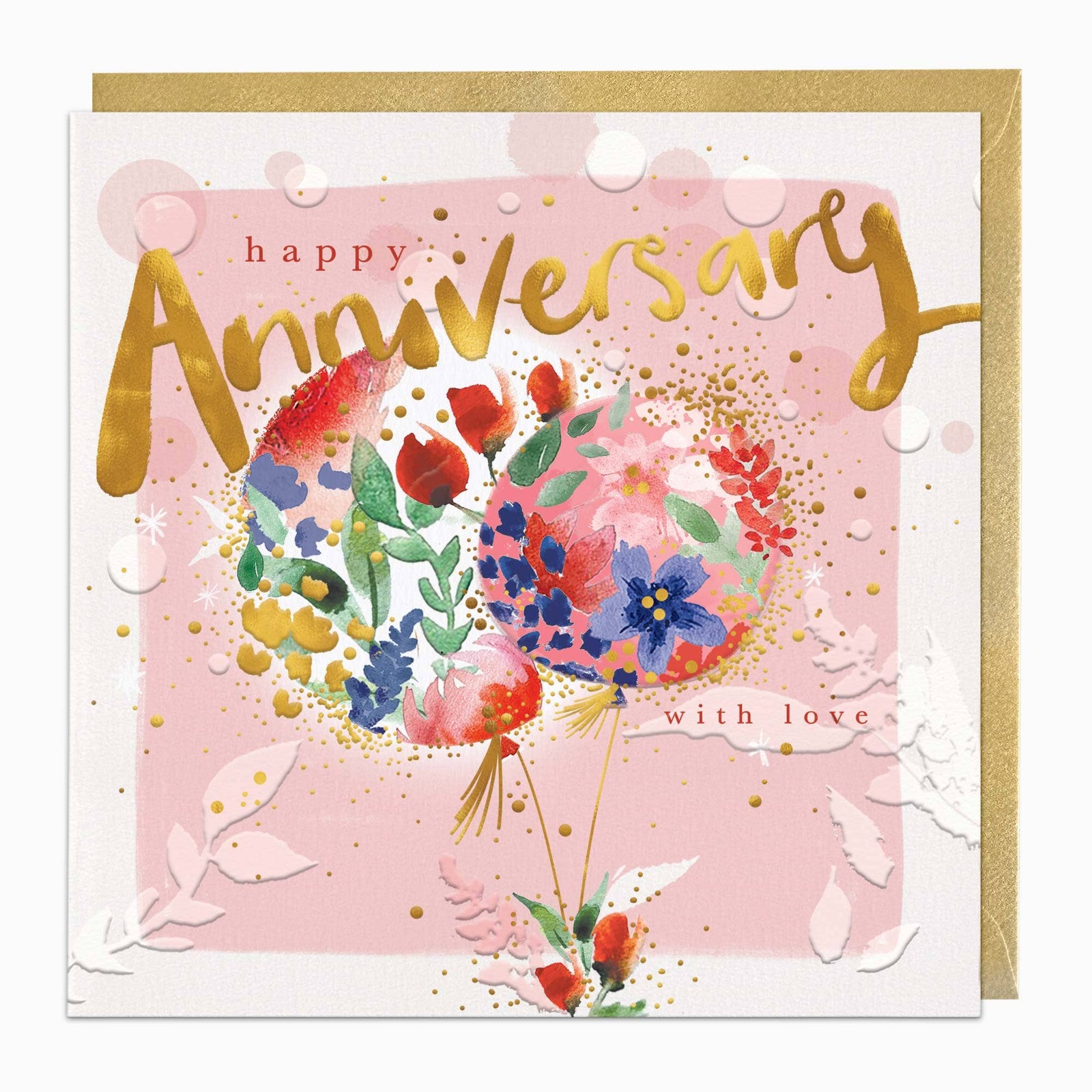 Floral Balloons Anniversary Card