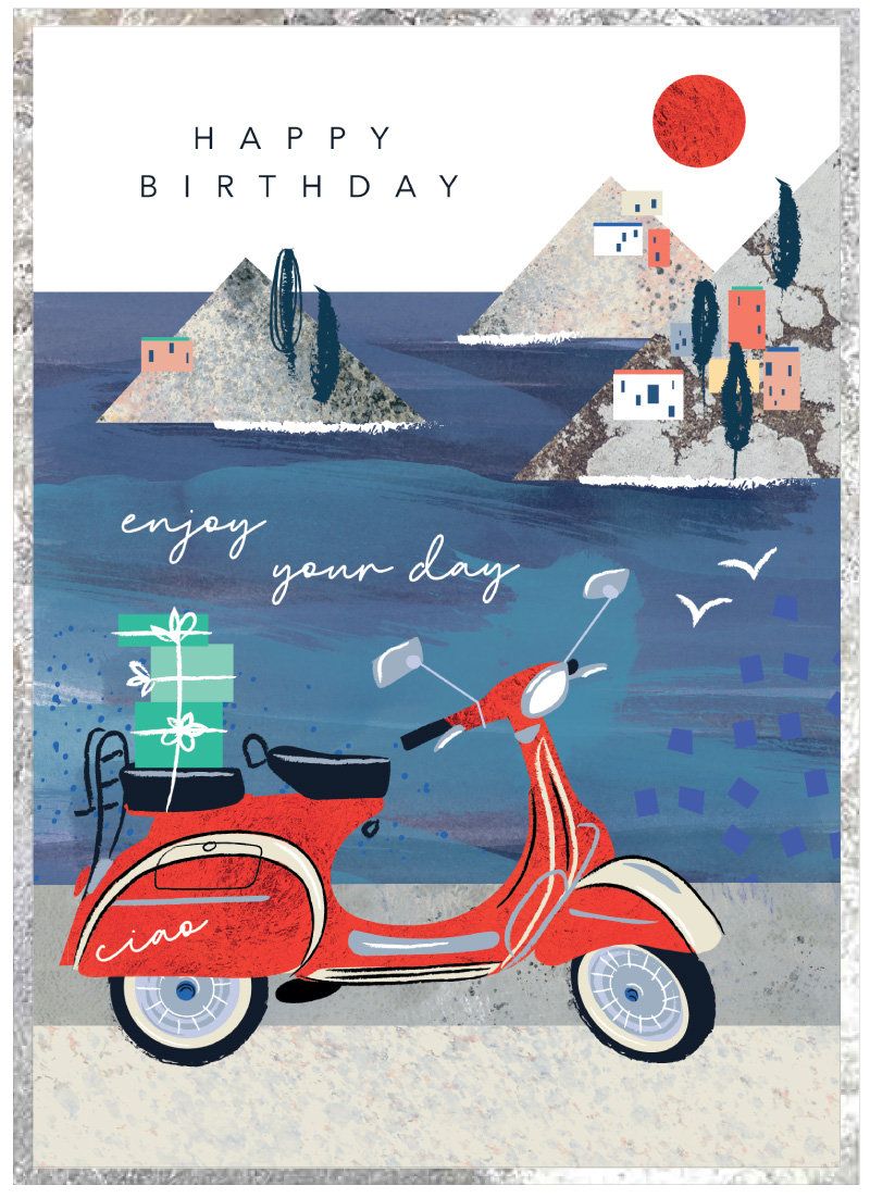 Enjoy Your Day Moped Greeting Card