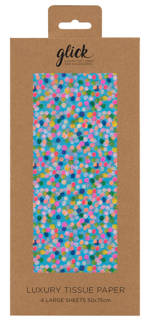 TISSUE PS SPOTTY BLUE 4 SHEETS