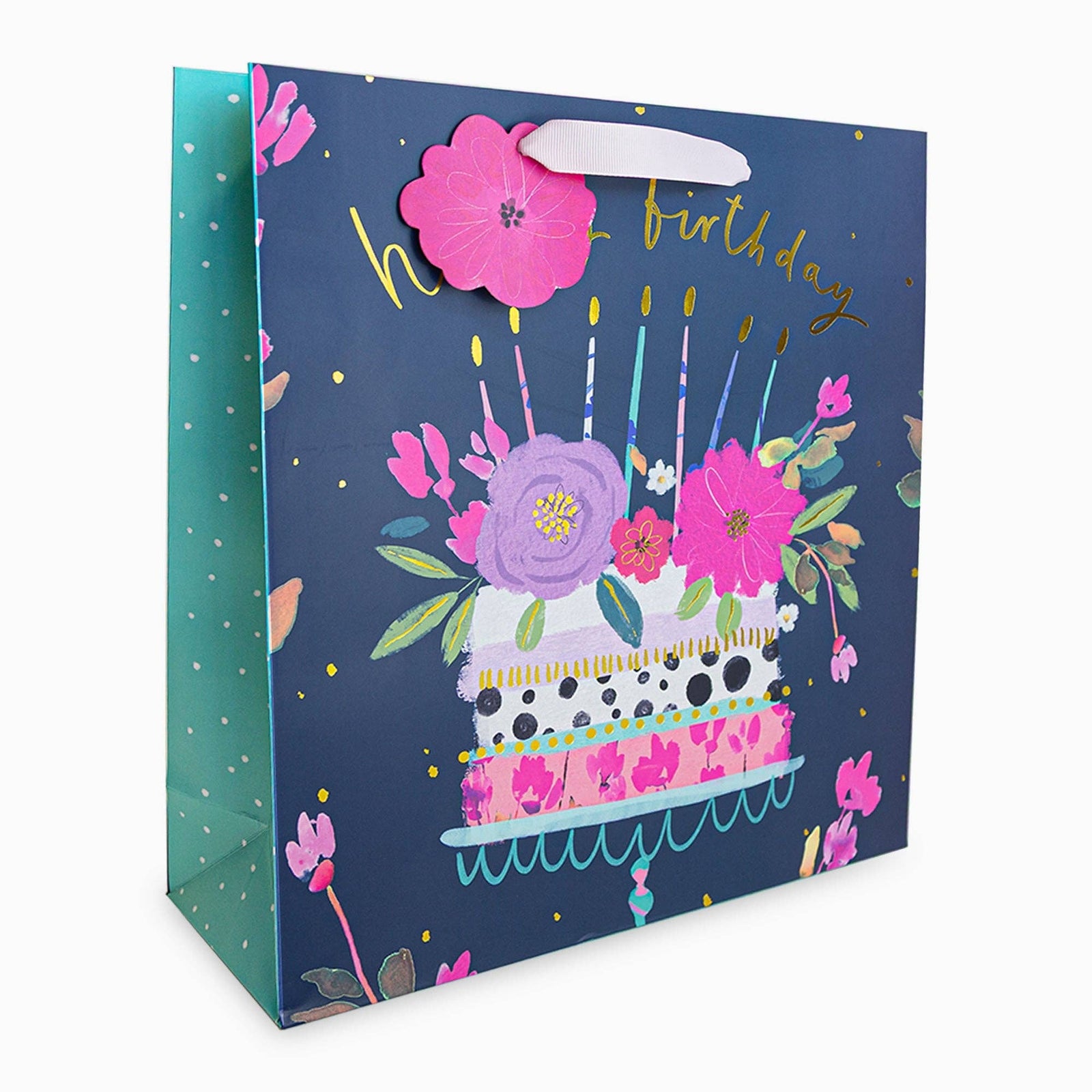 Navy Cake Birthday Large Gift Bag