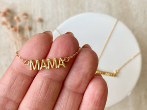 Simple Mama Necklace: Silver Uppercase Mama