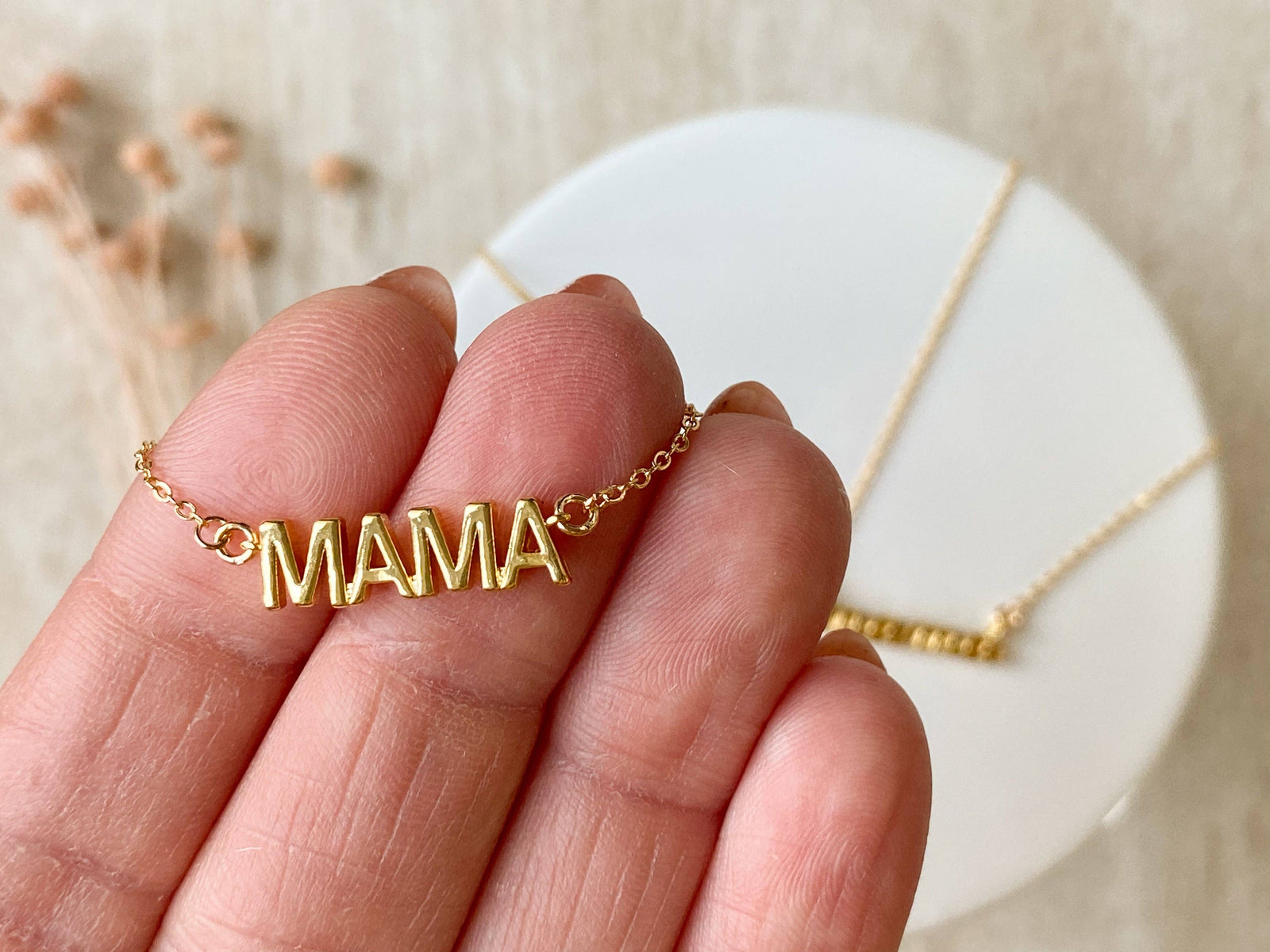 Simple Mama Necklace: Printed Uppercase Mama