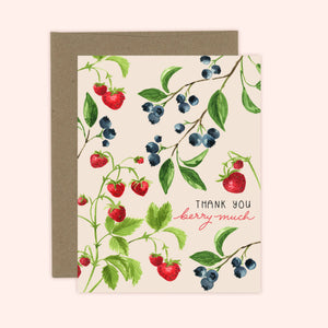 Berry Thanks Card: White