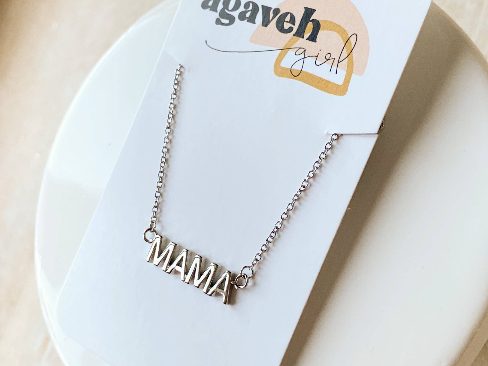 Simple Mama Necklace: Silver Uppercase Mama