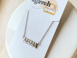Simple Mama Necklace: Silver Uppercase Mama