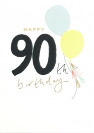 Happy 90th Birthday Balloons Greeting Card