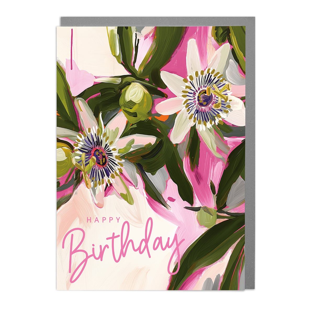 Happy Birthday Pink Flowers Card