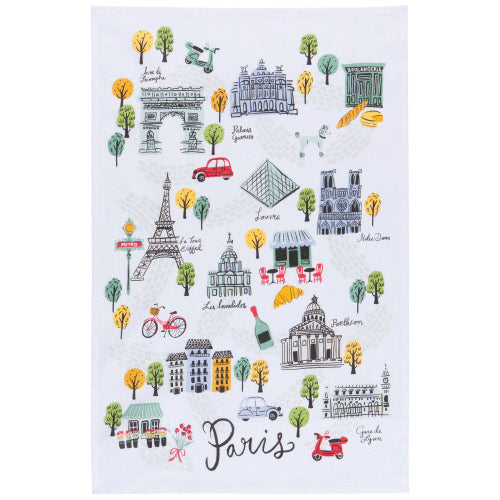 Meet Me In Paris Printed Cotton Dishtowel