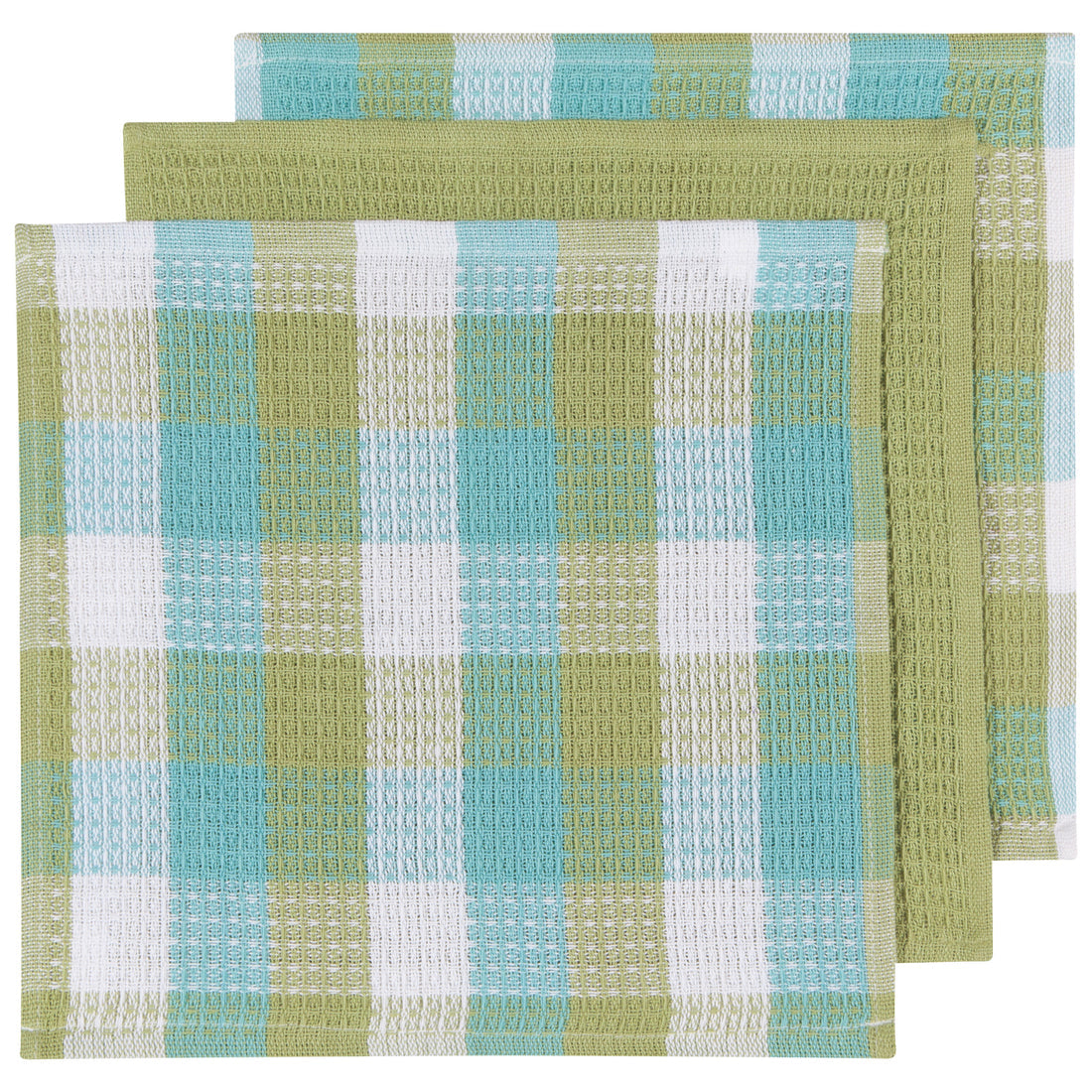 Check Leaf Green Dishcloths (Set of 3)