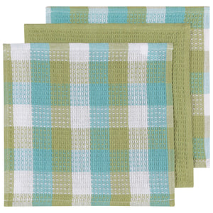 Check Leaf Green Dishcloths (Set of 3)