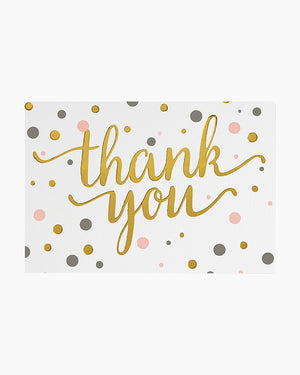 Pink and Gold Dots Thank You Note Cards