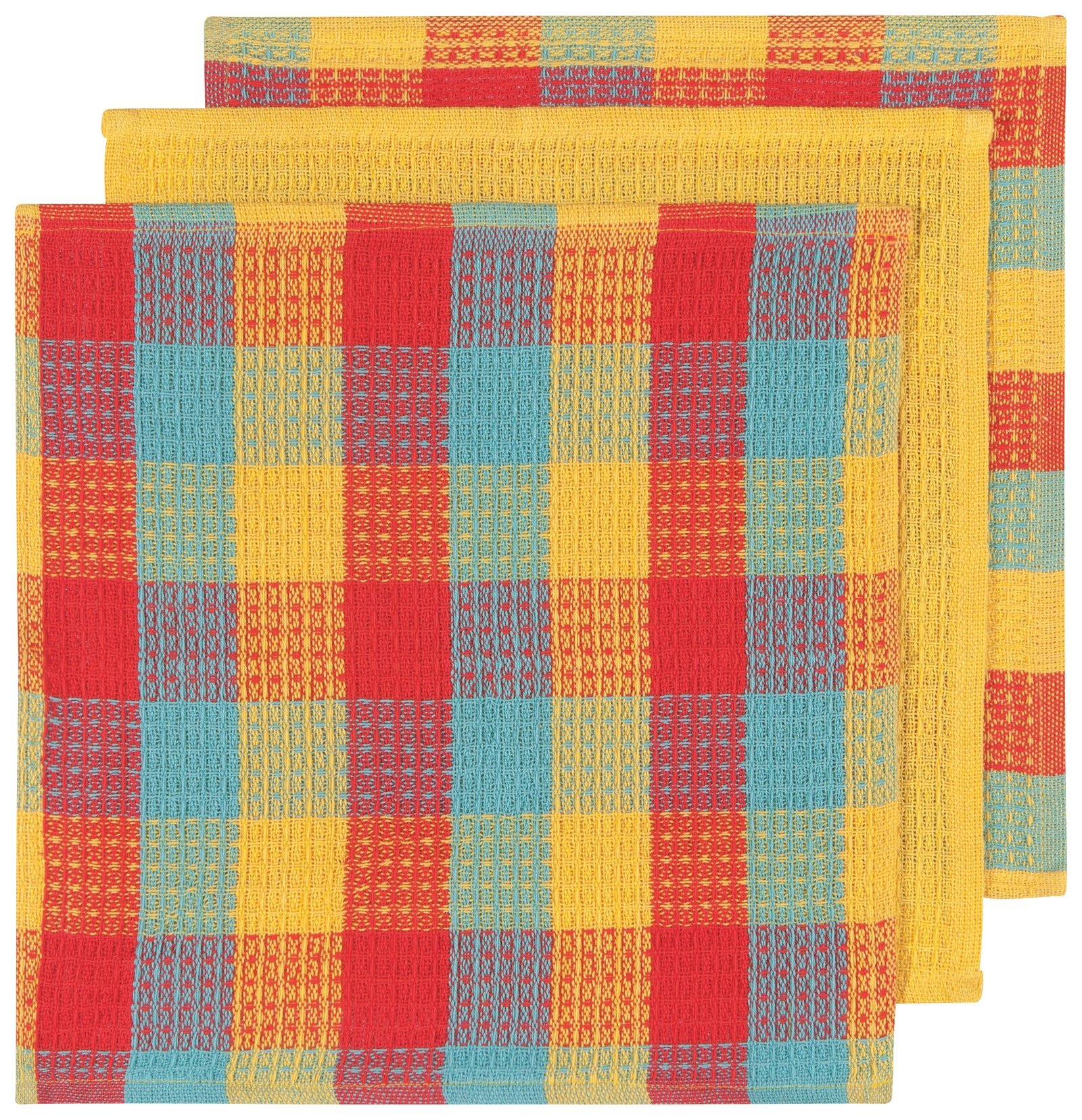 Check Lemon Yellow Dishcloths (Set of 3)