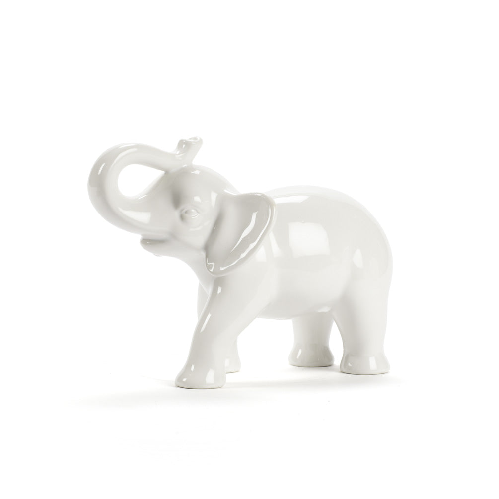 White Ceramic Elephant - Medium