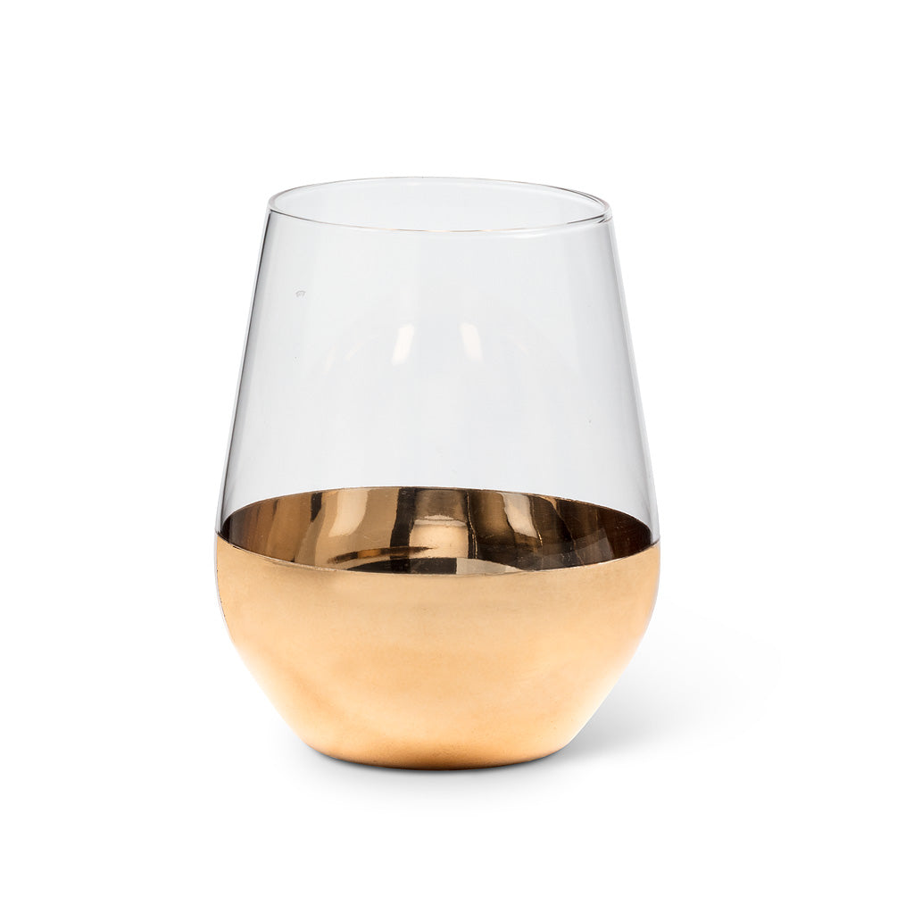 Wide Band Stemless Wine Glass