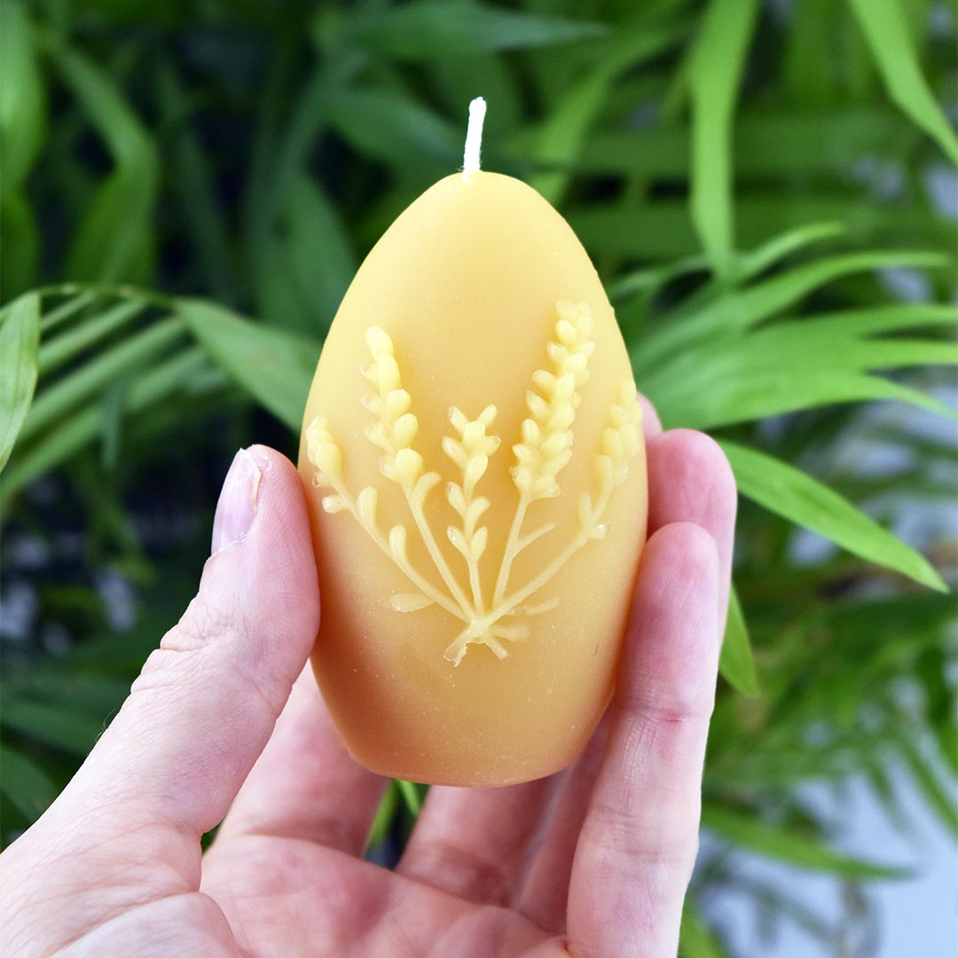 Natural Beeswax Lavender Egg Candle