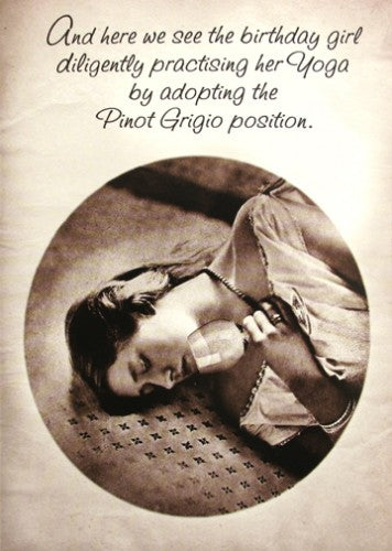 Yoga Pinot Grigio Position Birthday Card