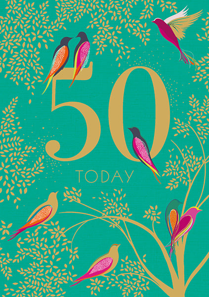 50th Birds Birthday Greeting Card