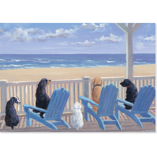 Dogs On Deck Chairs Note Cards